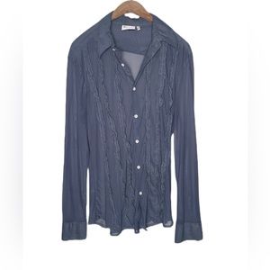 ASOS 1970s Sheer Ruffle Front Tuxedo Dress Shirt